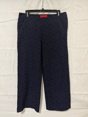 Carolina Herrera Dark Navy Lace Cropped Straight Pants